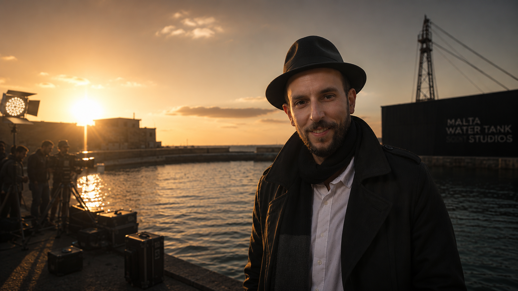 Michael Carlo Bartolo at Malta Water Tank Studios during golden hour